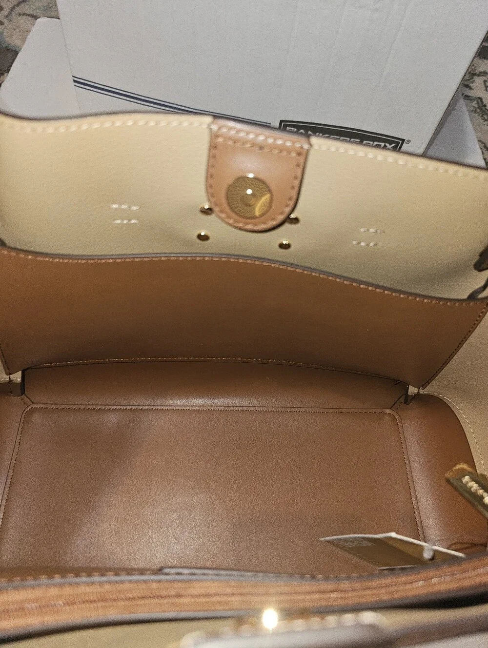NEW Michael Kors Reed Large Tote Bag Tan/Gold